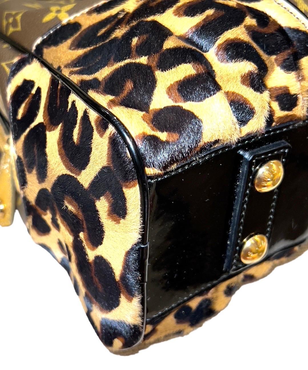 LOUIS VUITTON Exotic LV Monogram Canvas Leopard Fur Bag 2006 Sprouse Tribute For Sale 2