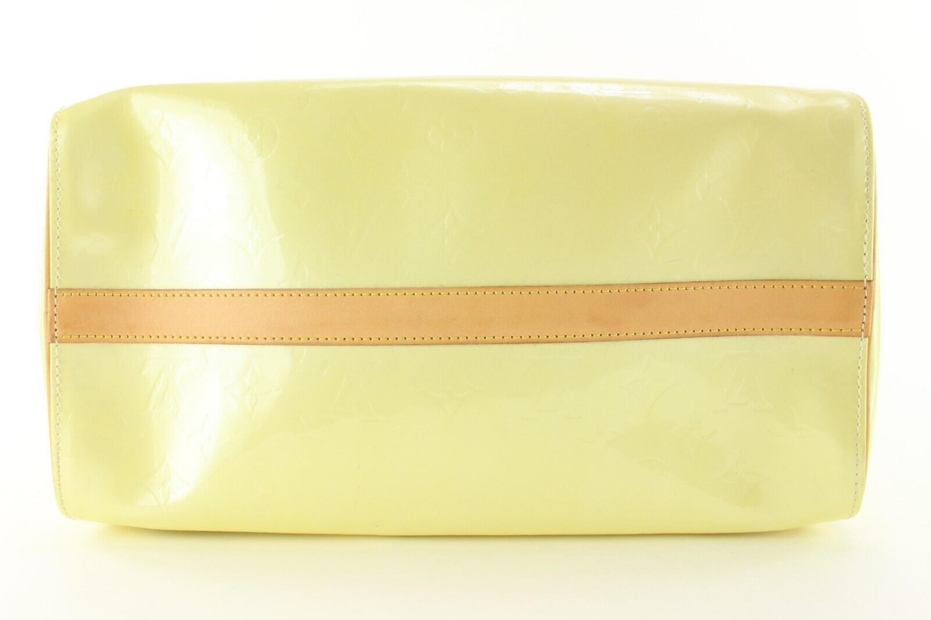 Yellow Louis Vuitton Extremely Rare Perle Vernis Speedy 35 3LVJ1108 For Sale