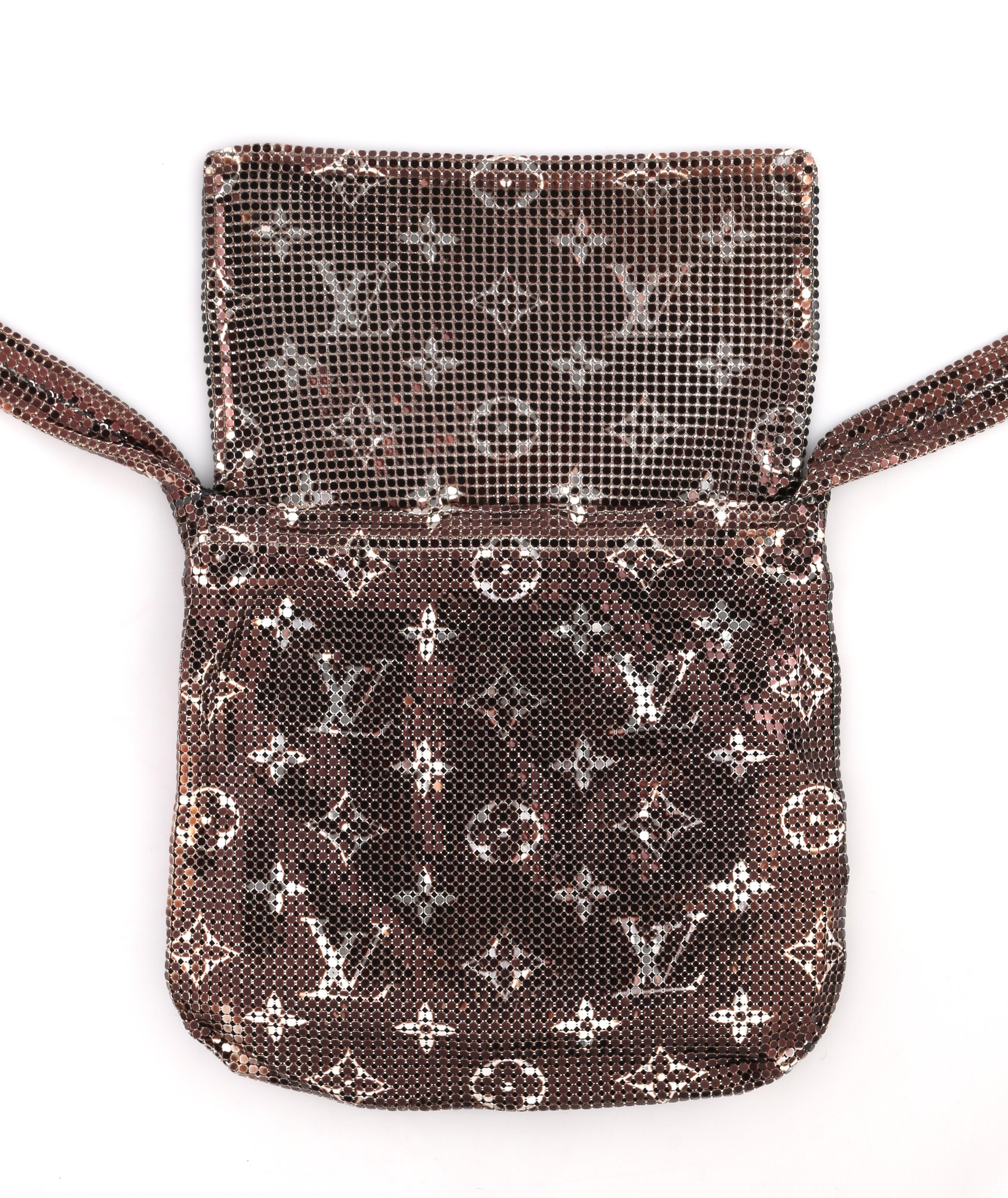 Black LOUIS VUITTON F/W 2002 “Frances” Metallic Monogram Metal Mesh Crossbody Handbag 
