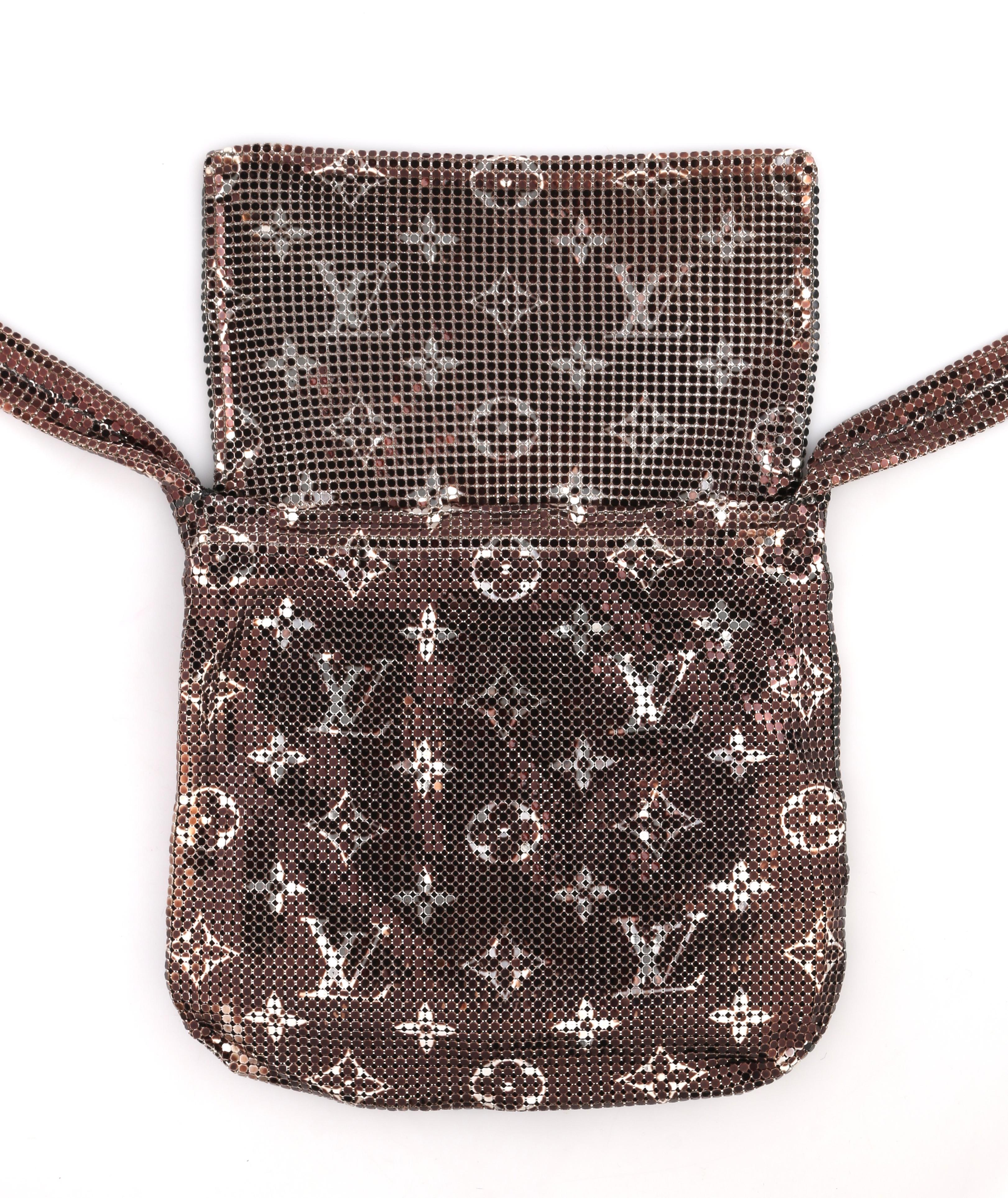 Black LOUIS VUITTON F/W 2002 “Frances” Metallic Monogram Metal Mesh Crossbody Handbag