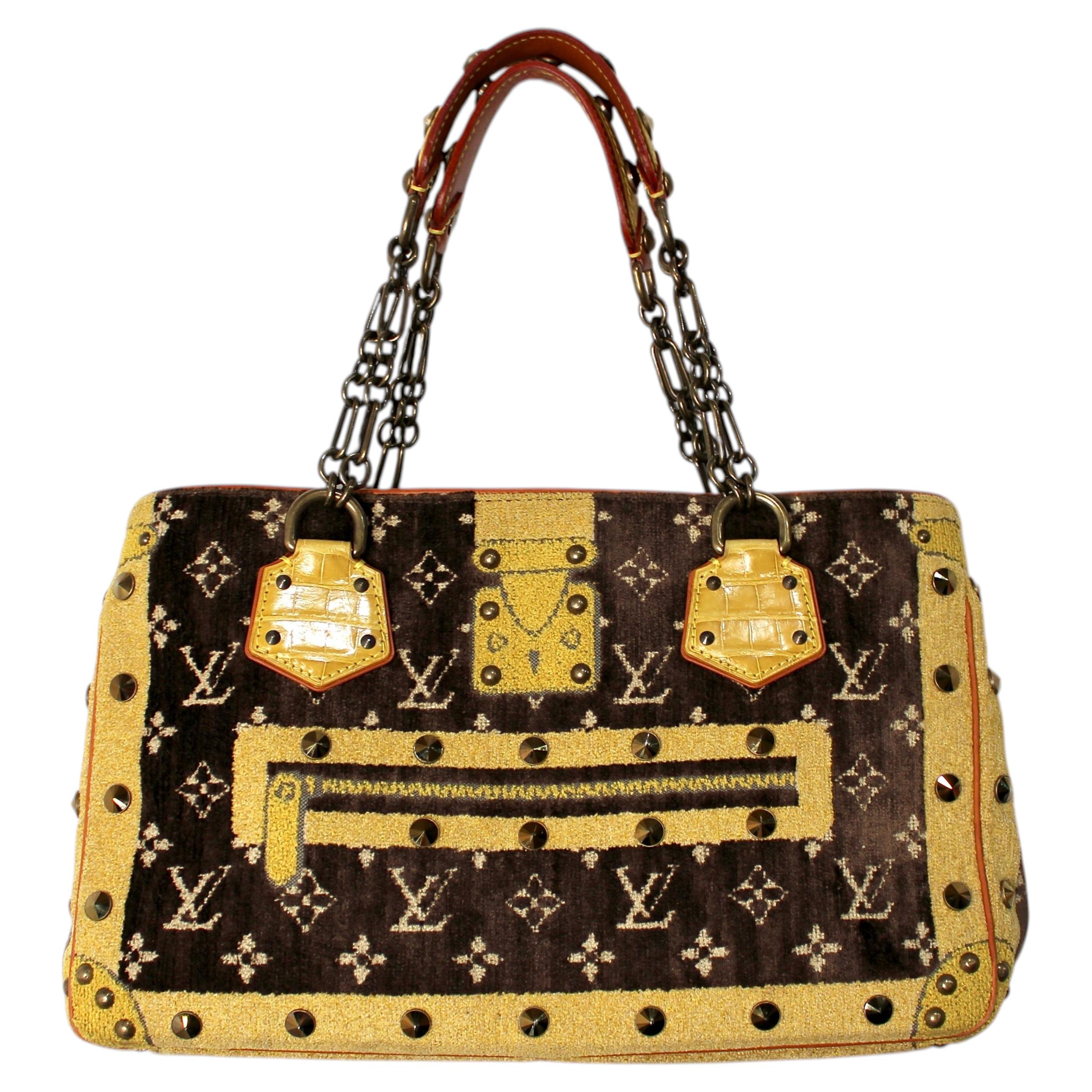 Louis Vuitton F/W 2004 Limited Edition Trompe-l'oeil Le Fabuleux Velvet Handbag For Sale