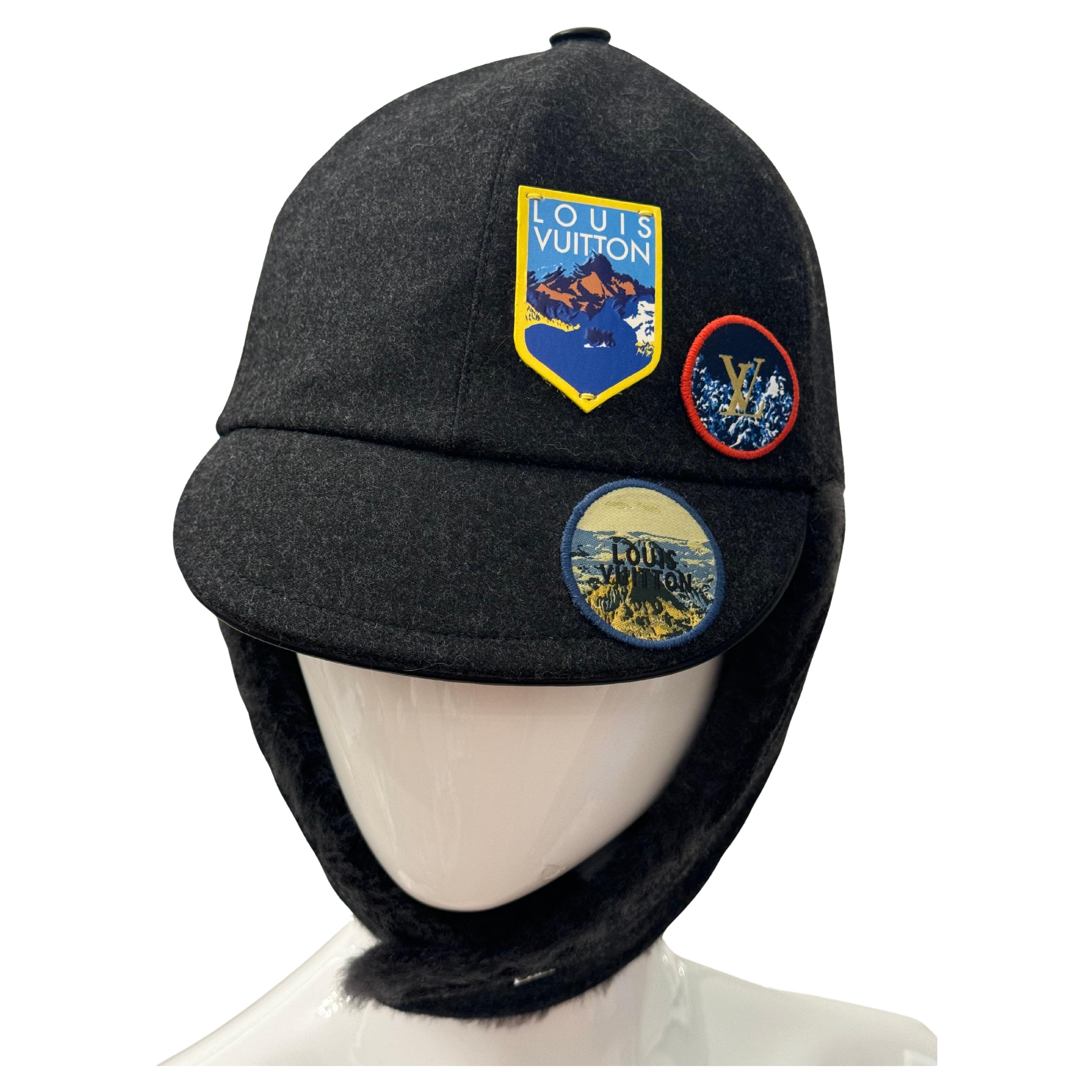 Louis Vuitton F/W 2018 limited edition Alpes shearling patch hat For Sale