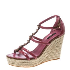 Louis Vuitton, Shoes, Louis Vuitton Canvas Monogram Starboard Wedge  Espadrilles Rose Pop 220