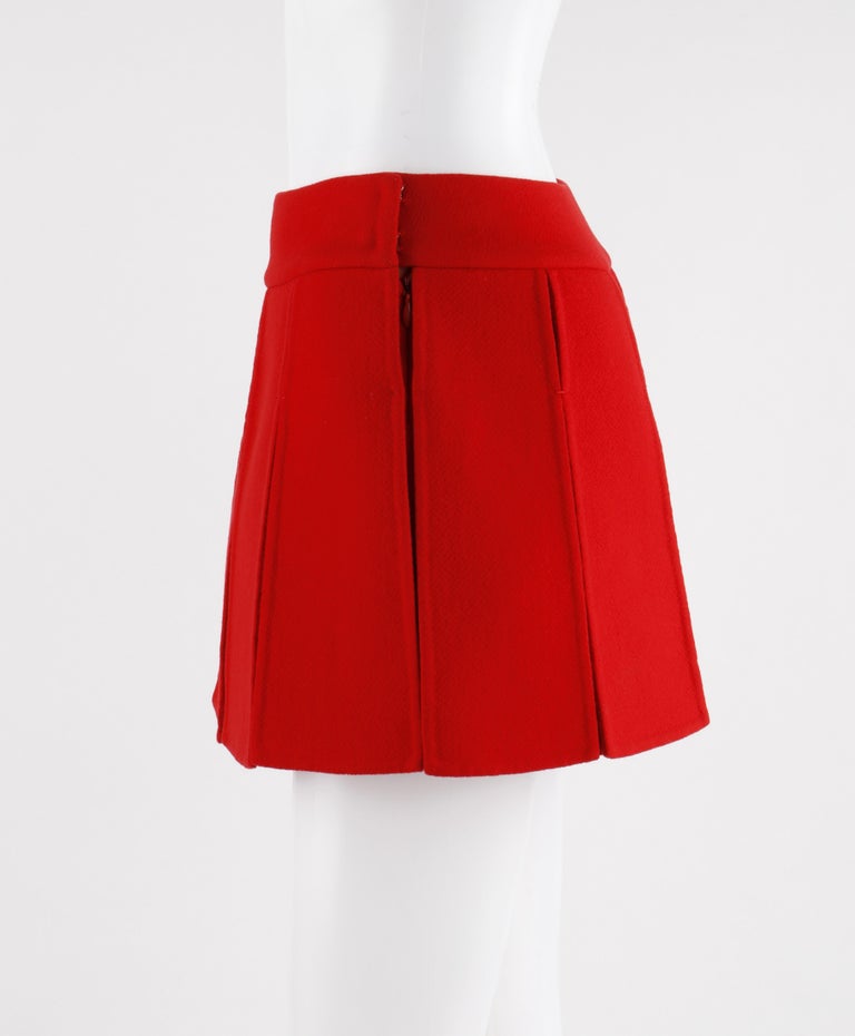 LOUIS VUITTON Fall 2003 Marc Jacobs Red Cashmere Mini Gladiator Pleated  Skirt
