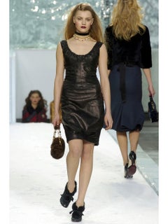 Louis Vuitton Fall 2004 Runway Black Patent Leather Fur Bow Boots Heels 40