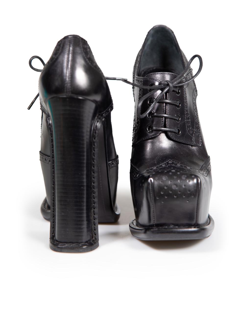 Louis Vuitton Fall 2012 Black Leather Brogue Derby Platform Heels Size IT 38.5 In Good Condition For Sale In London, GB