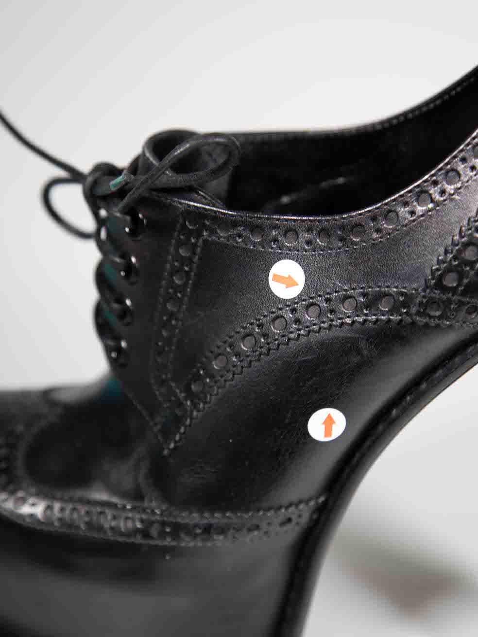 Louis Vuitton Fall 2012 Black Leather Brogue Derby Platform Heels Size IT 38.5 For Sale 1