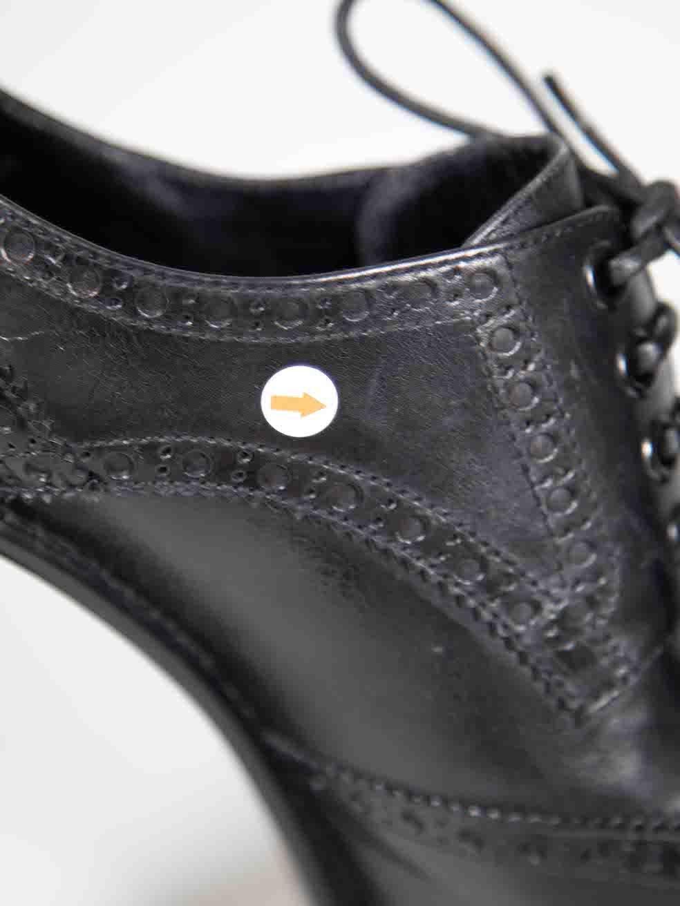Louis Vuitton Fall 2012 Black Leather Brogue Derby Platform Heels Size IT 38.5 For Sale 3