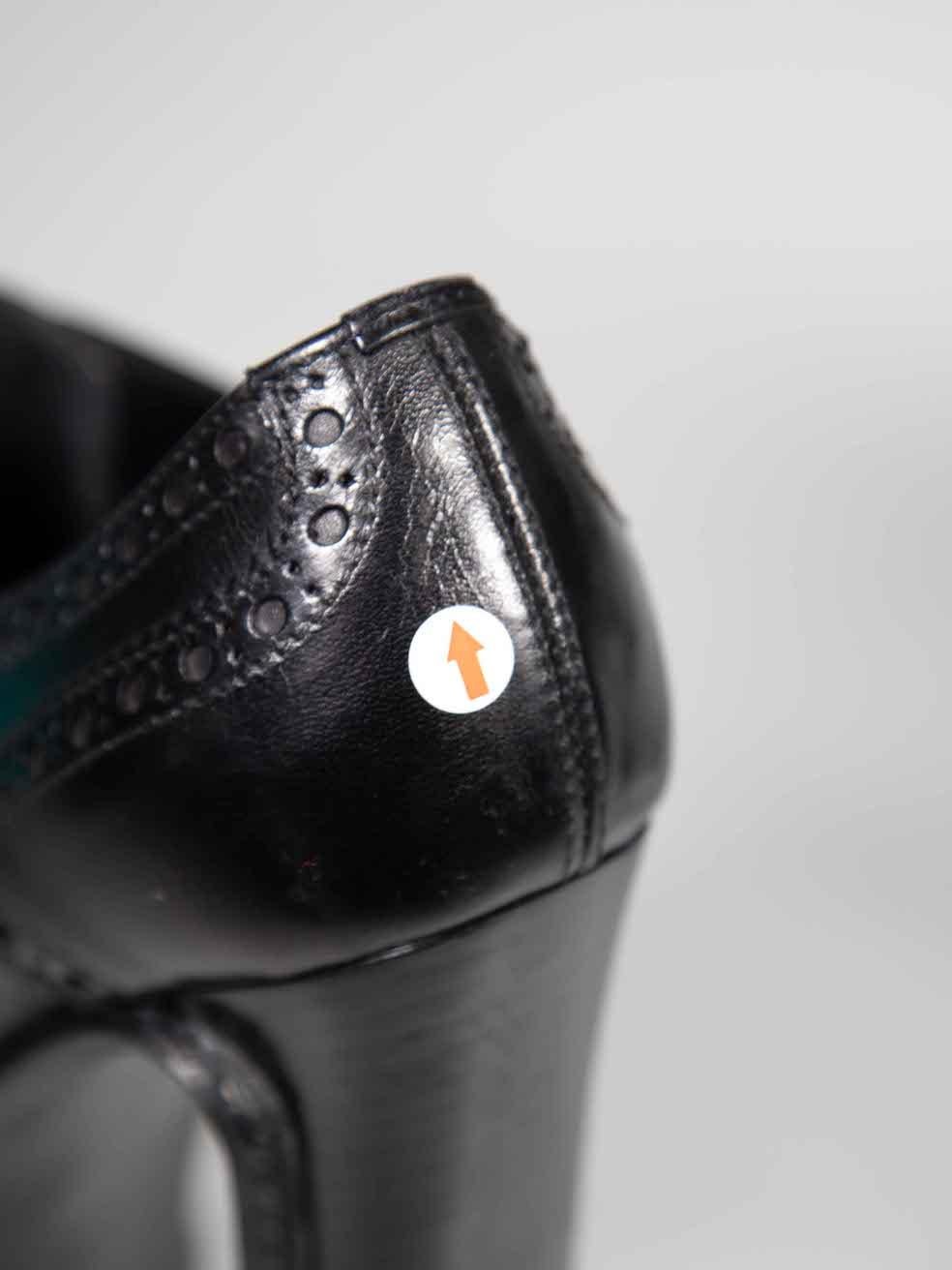 Louis Vuitton Otoño 2012 Piel Negra Brogue Derby Tacones Plataforma Talla IT 38.5 4