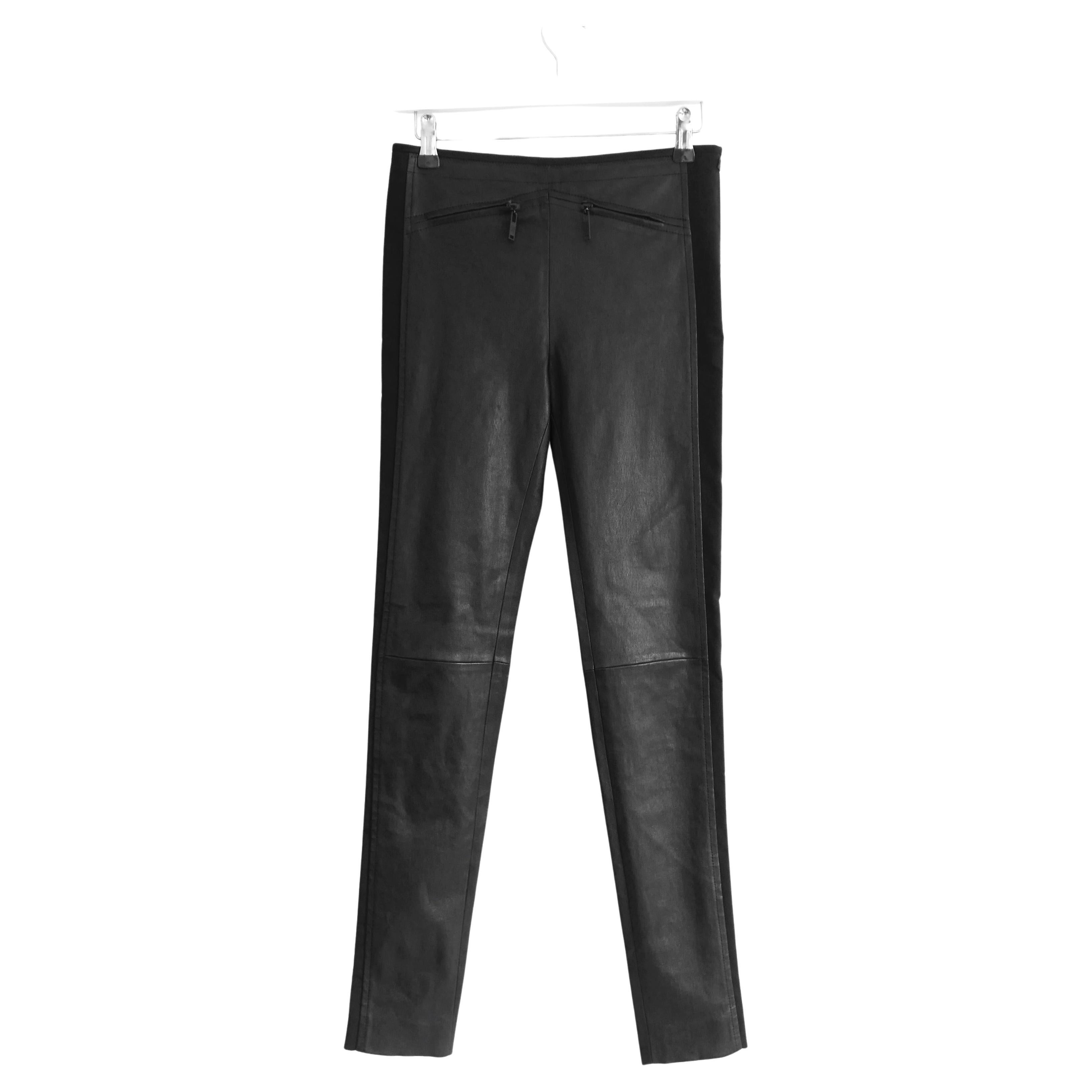 Louis Vuitton Herbst 2017 Schwarze Hose aus Leder und Jersey in Skinny im Angebot