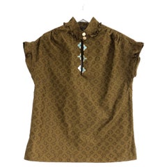Louis Vuitton - Camicetta Autunno 2017 Khaki Monogram Frill Trim