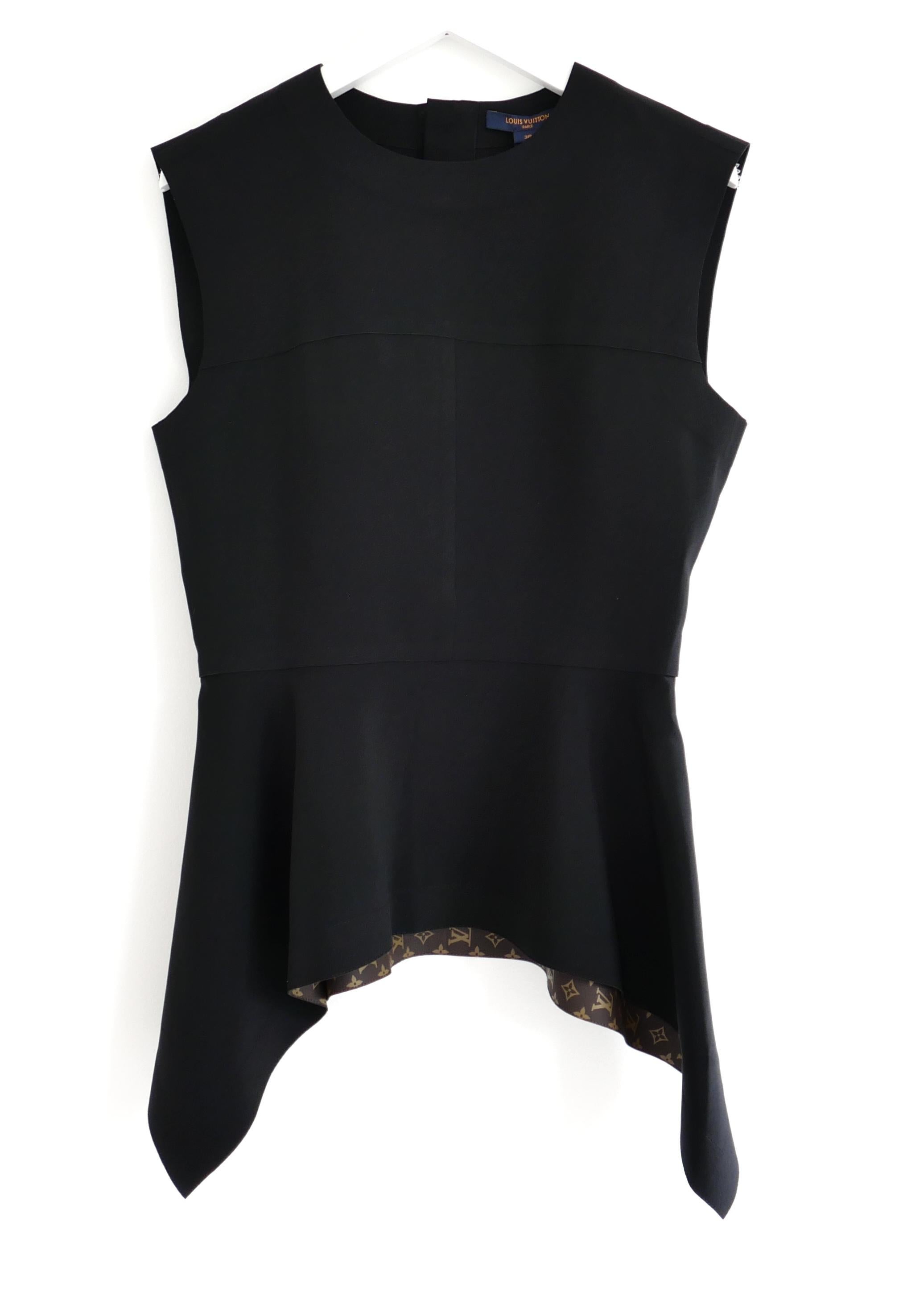 Louis Vuitton Otoño 2019 Monograma Cinta Peplum Top Negro en venta