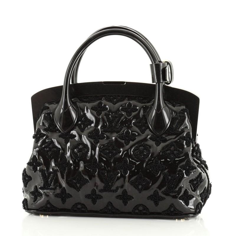 Black Louis Vuitton Fascination Lockit Frame Handbag Patent Lambskin BB