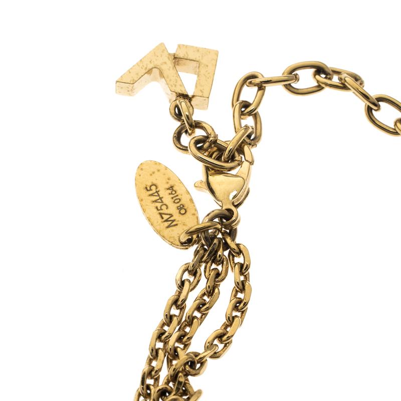 Women's Louis Vuitton Faux Pearl Gold Tone Charm Bracelet