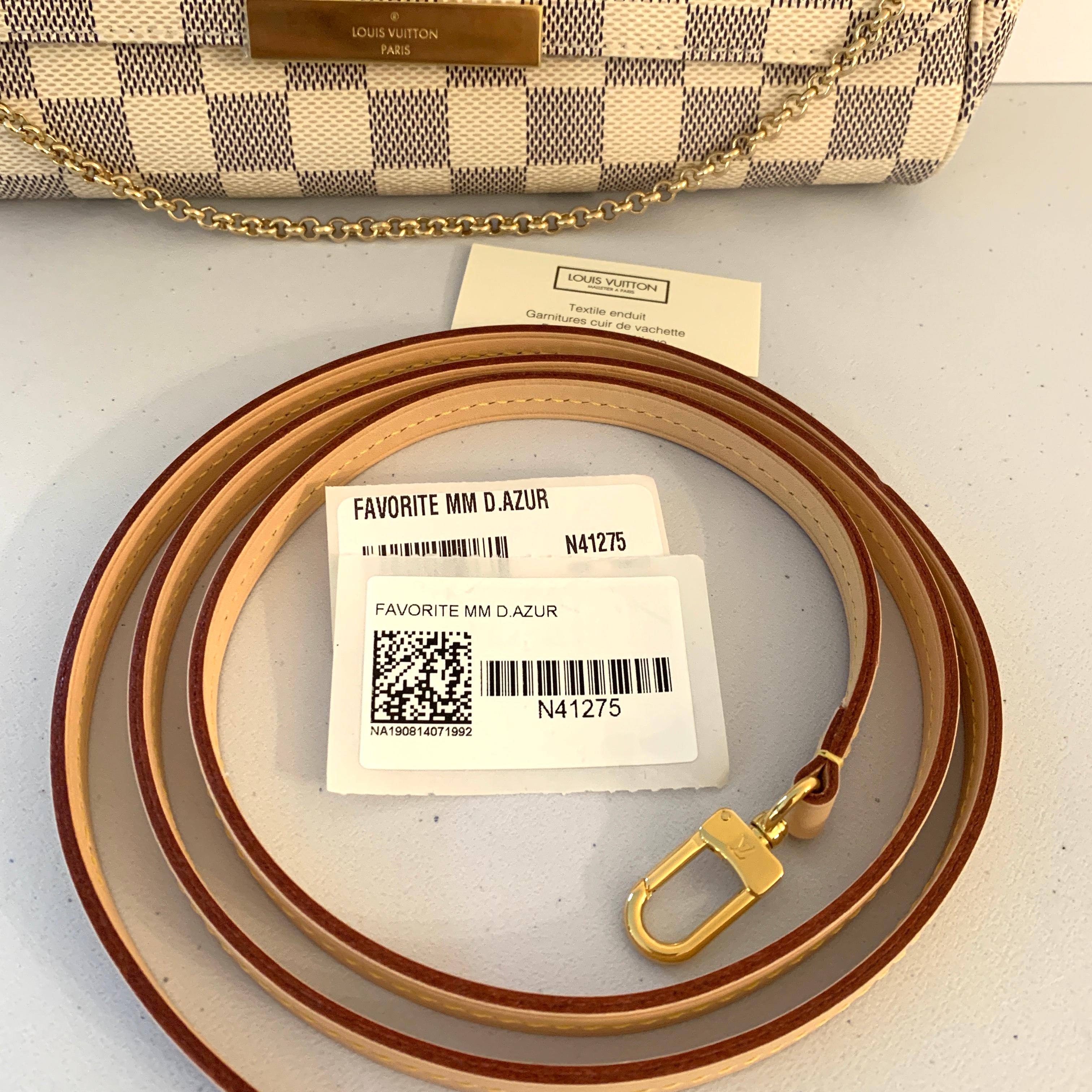 Louis Vuitton Favorite MM Damier Azur Canvas Bag Pochette Clutch In New Condition In West Chester, PA