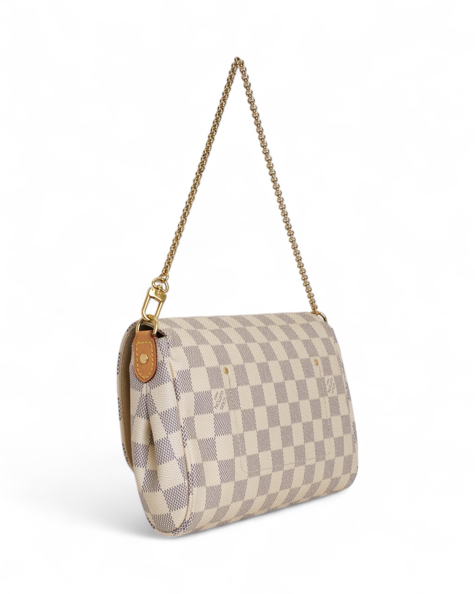 Beige Louis Vuitton Favorite MM Damier Azur For Sale