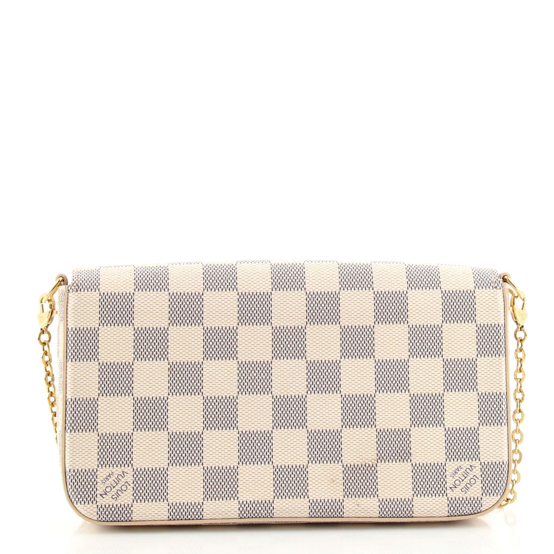 Beige Louis Vuitton Felicie Pochette Damier