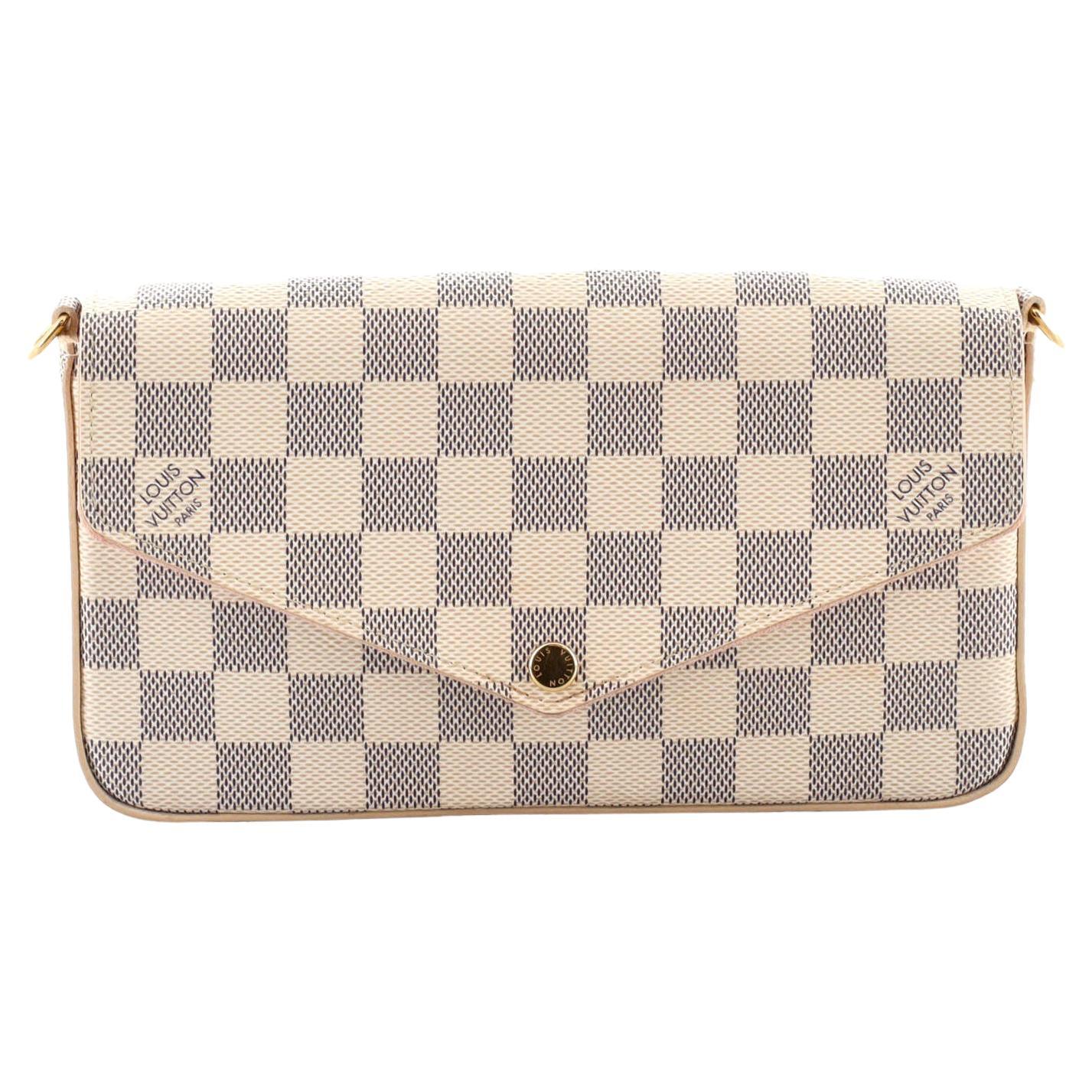 Louis Vuitton Pink Leather And Damier Azur Canvas Felicie Pochette For Sale  at 1stDibs