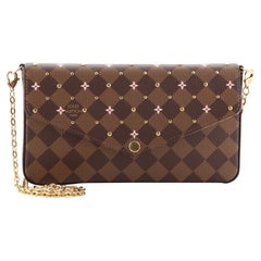 Louis Vuitton Felicie Pochette Flower Printed Studded Damier