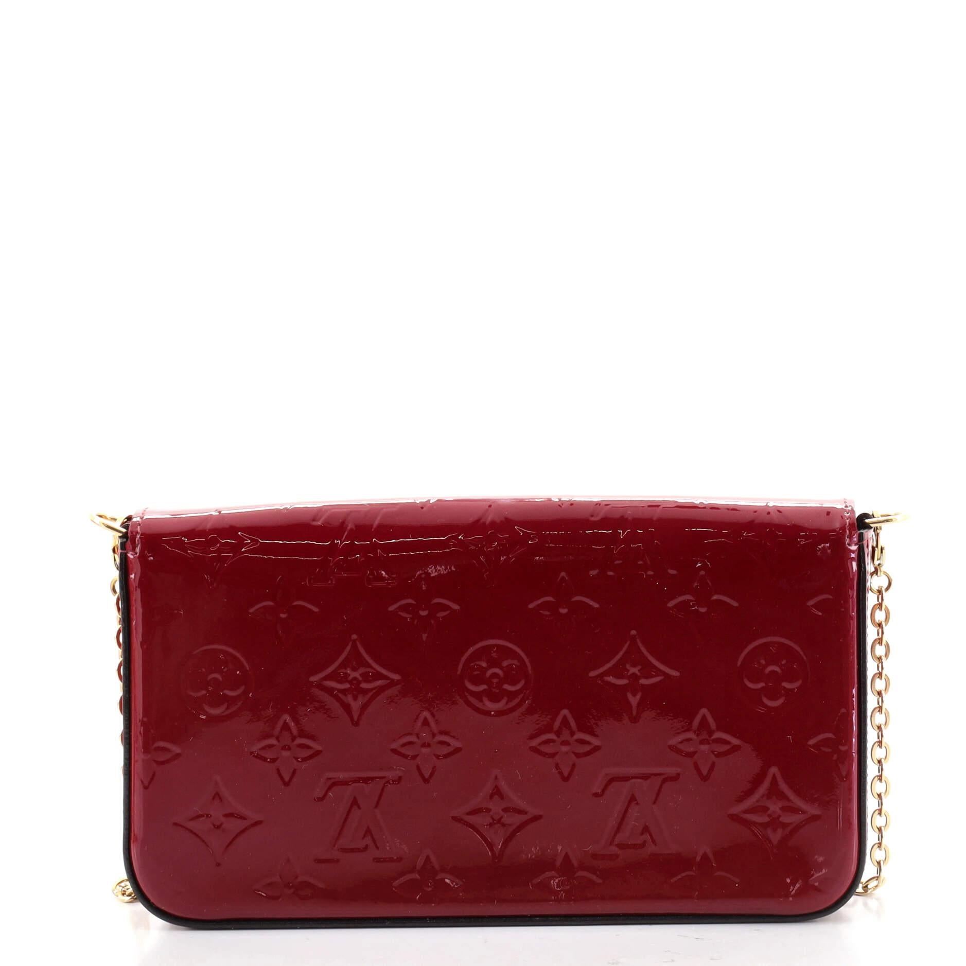 Red Louis Vuitton Felicie Pochette Monogram Vernis