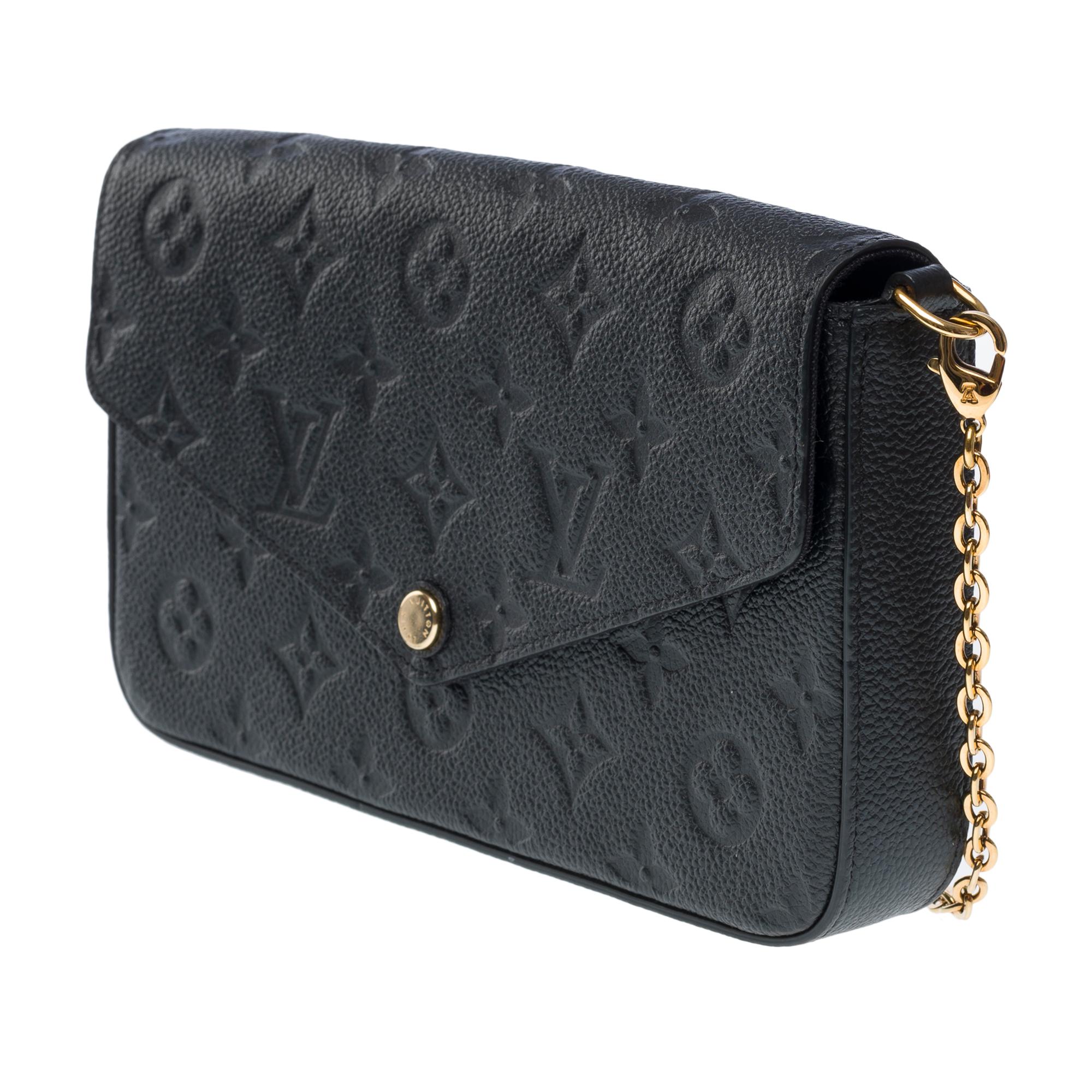 Women's Louis Vuitton Felicie Pochette shoulder bag in black monogram leather, GHW For Sale