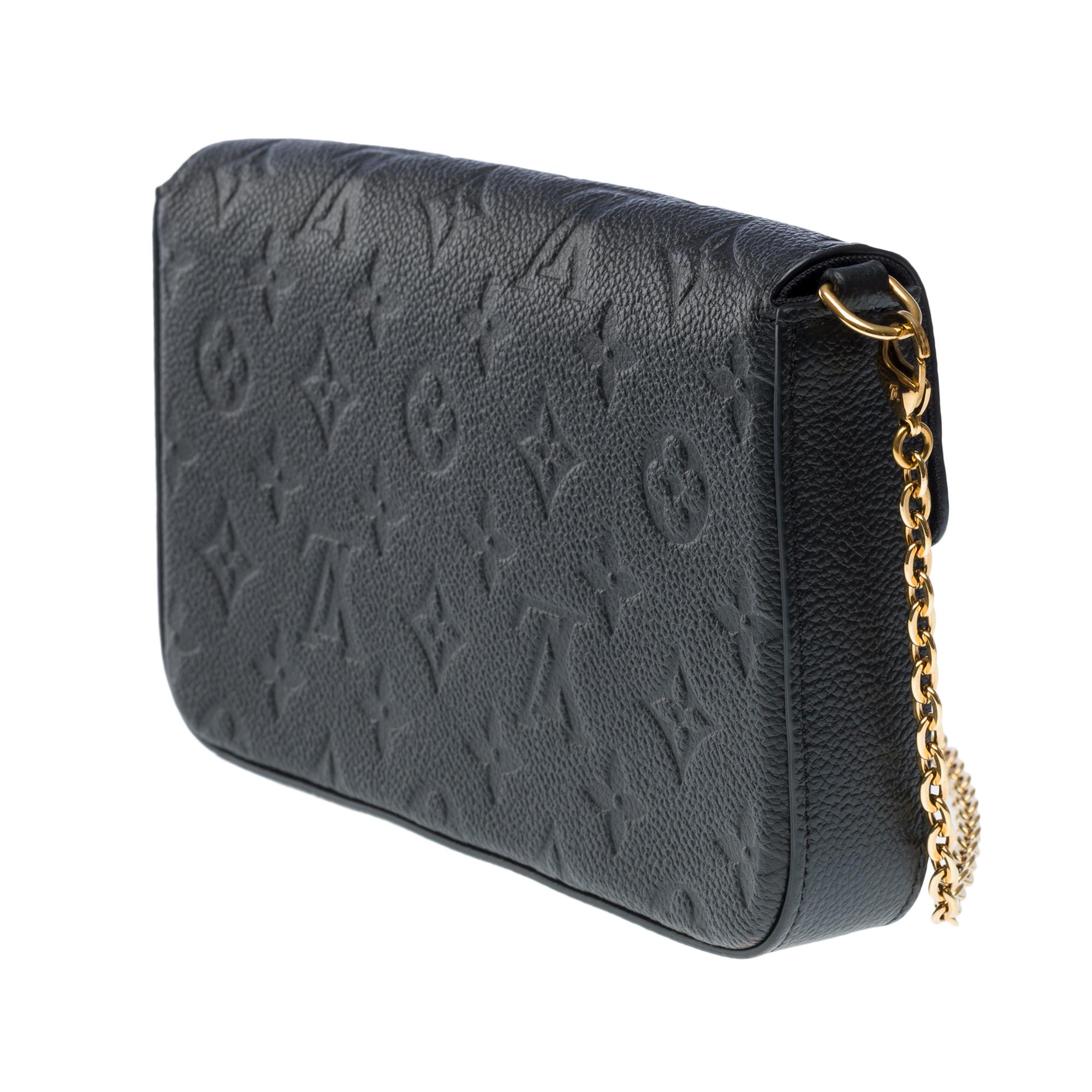 Louis Vuitton Felicie Pochette shoulder bag in black monogram leather, GHW For Sale 1