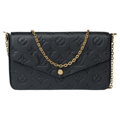 Used Louis Vuitton Felicie Pochette shoulder bag in black monogram leather, GHW