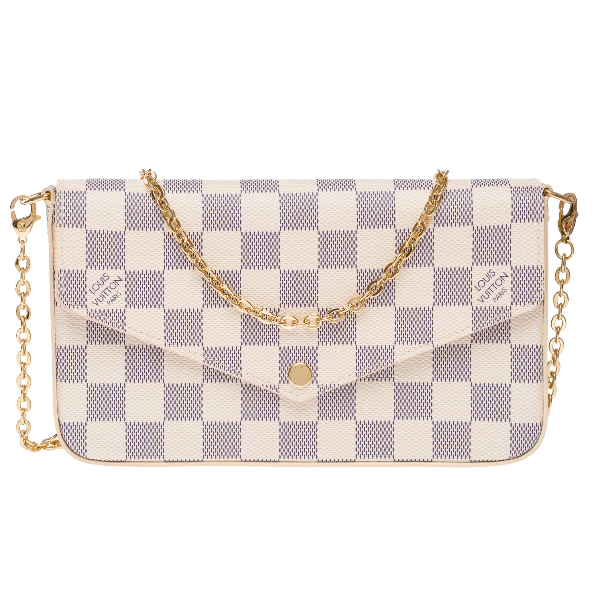 Louis Vuitton Felicie Pochette shoulder bag in Damier Azur Canvas, GHW In Excellent Condition In Paris, IDF