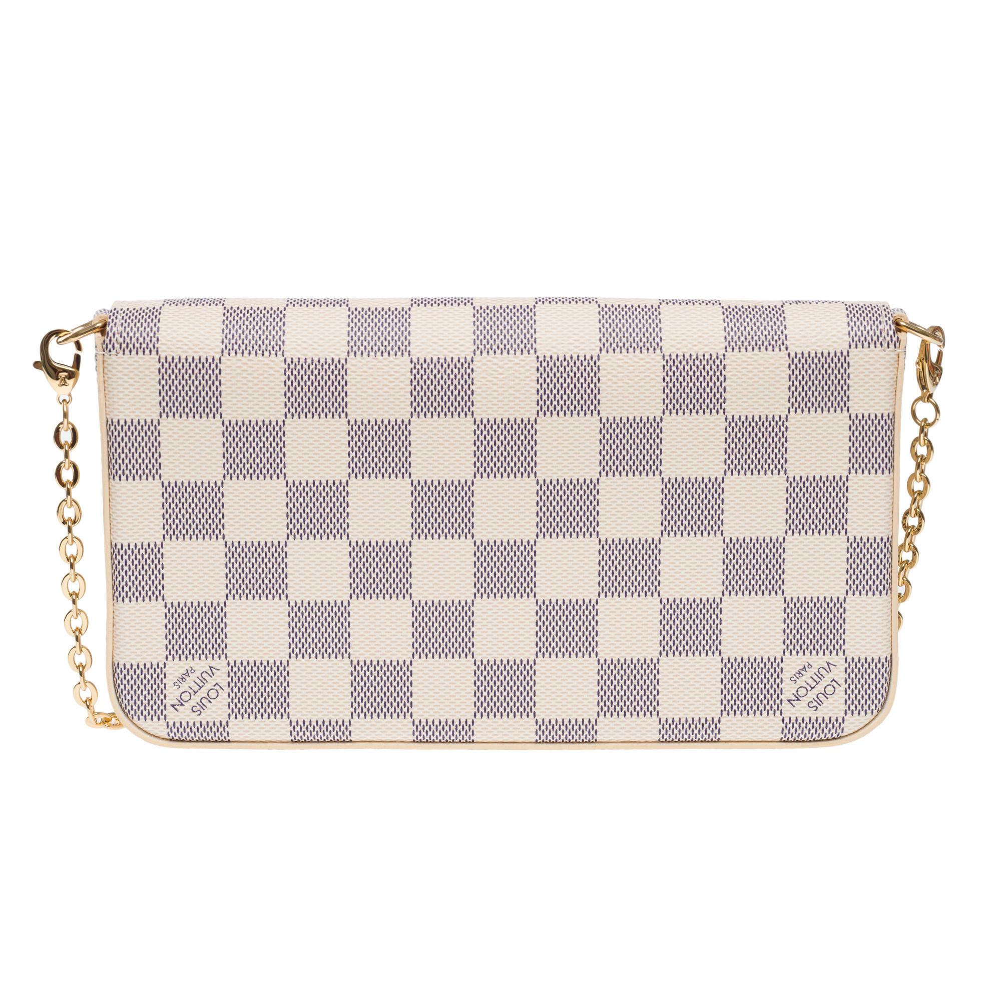 Women's Louis Vuitton Felicie Pochette shoulder bag in Damier Azur Canvas, GHW