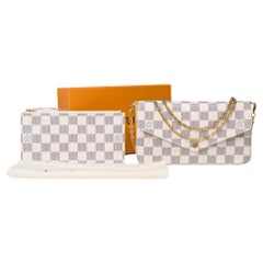 Louis Vuitton Felicie Pochette Umhängetasche aus Damier Azur Segeltuch, GHW