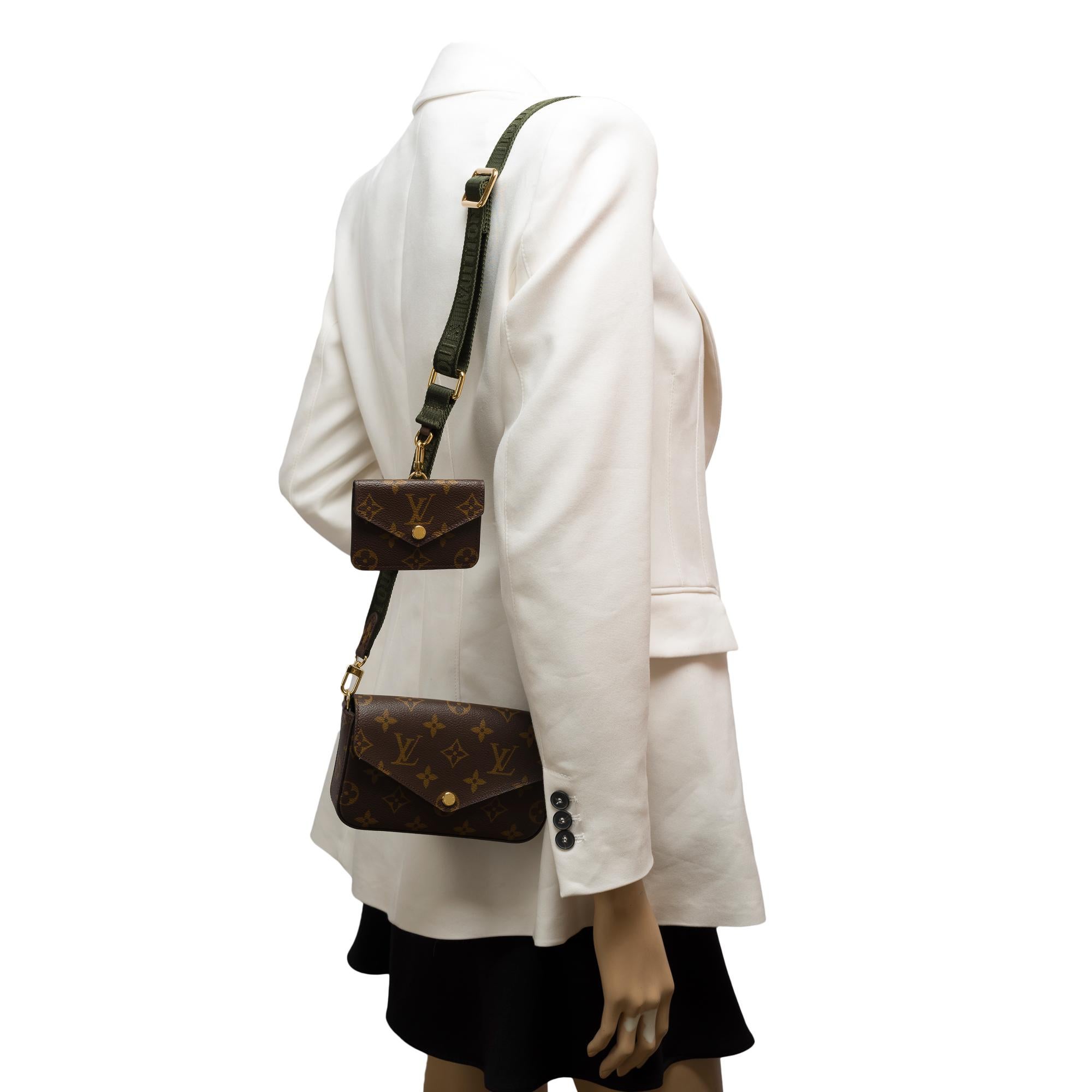 Louis Vuitton Felicie Pochette Strap & Go shoulder bag in Brown Canvas, GHW For Sale 9