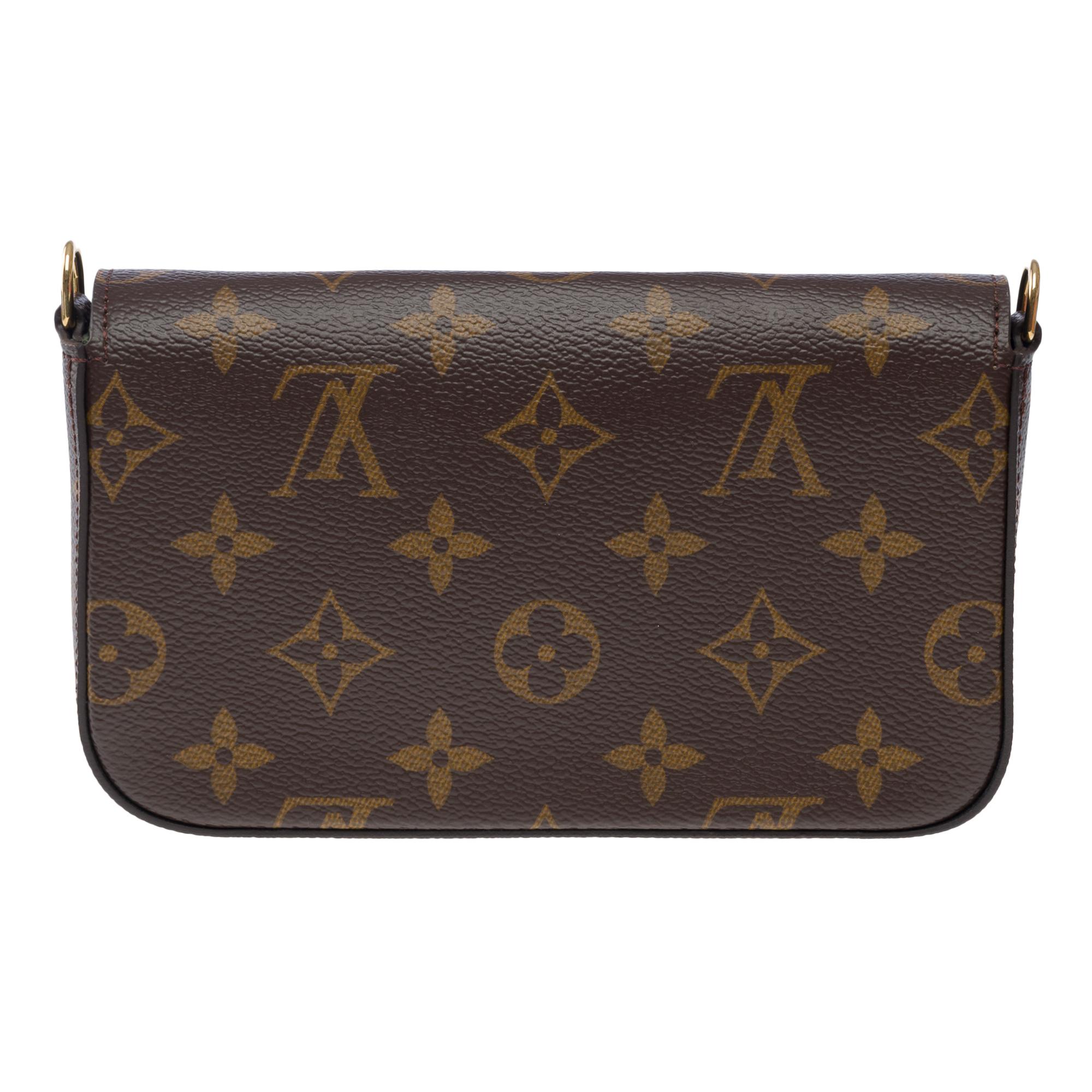 Women's Louis Vuitton Felicie Pochette Strap & Go shoulder bag in Brown Canvas, GHW For Sale