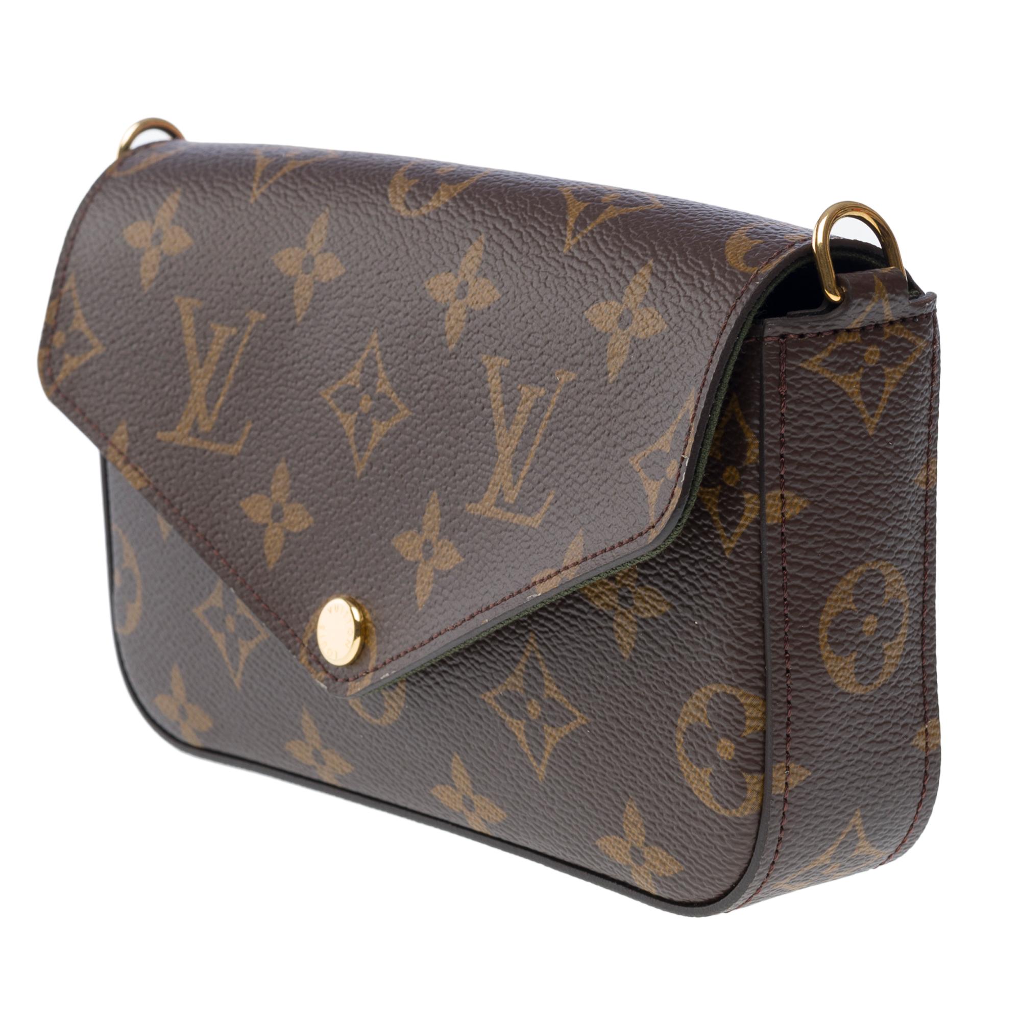Louis Vuitton Felicie Pochette Strap & Go Umhängetasche aus braunem Segeltuch, GHW im Angebot 1