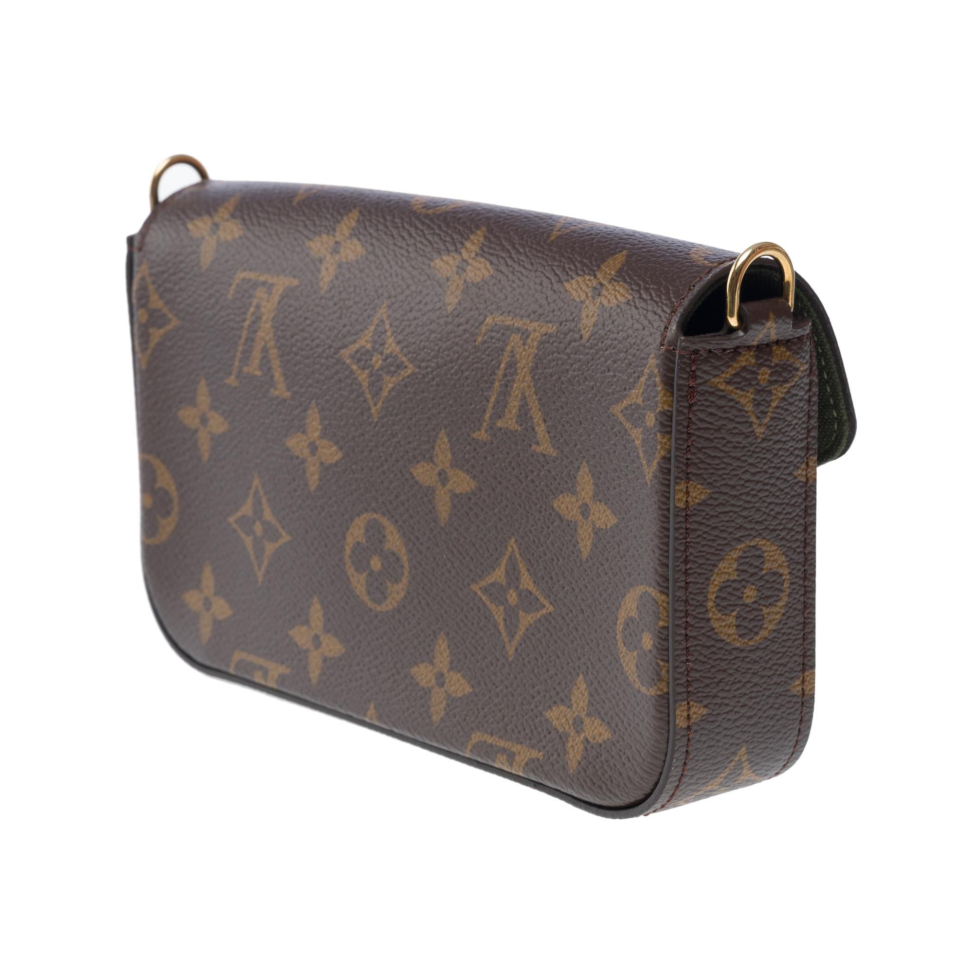 Louis Vuitton Felicie Pochette Strap & Go Umhängetasche aus braunem Segeltuch, GHW im Angebot 2
