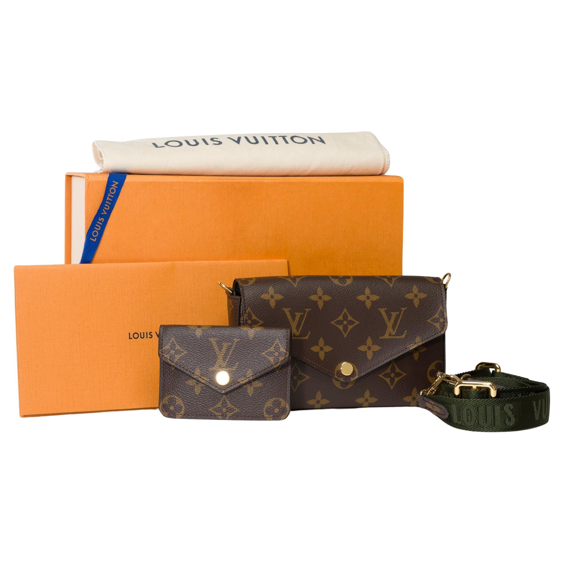 Louis Vuitton Felicie Pochette Strap & Go Umhängetasche aus braunem Segeltuch, GHW im Angebot