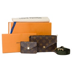 Used Louis Vuitton Felicie Pochette Strap & Go shoulder bag in Brown Canvas, GHW