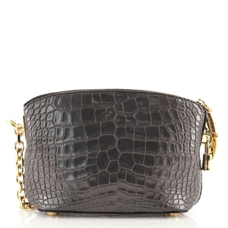 Black Louis Vuitton Fetish Lockit Cuff Clutch Crocodile