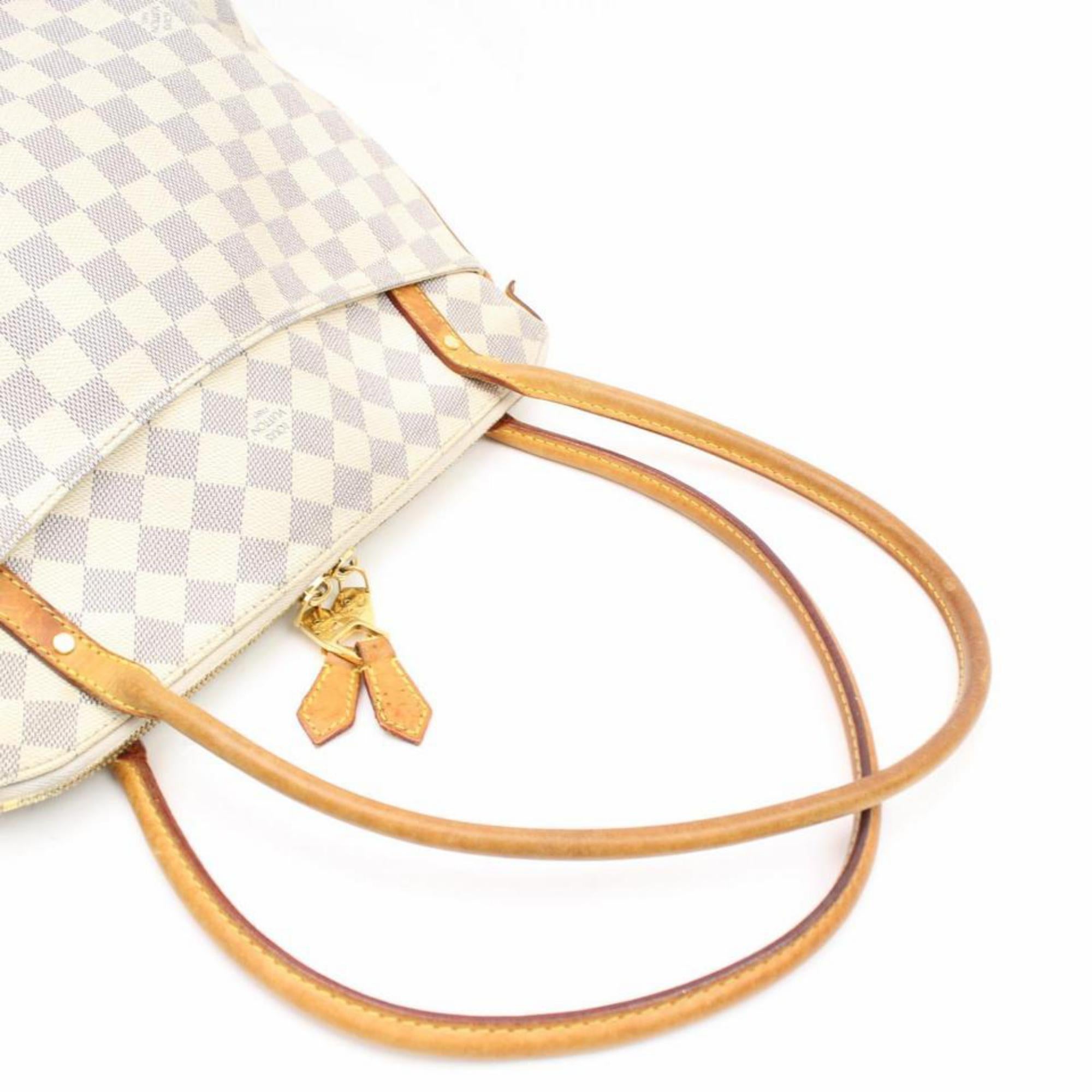 Louis Vuitton Figheri Damier Azur Pm 866456 White Coated Canvas Shoulder Bag In Good Condition For Sale In Forest Hills, NY