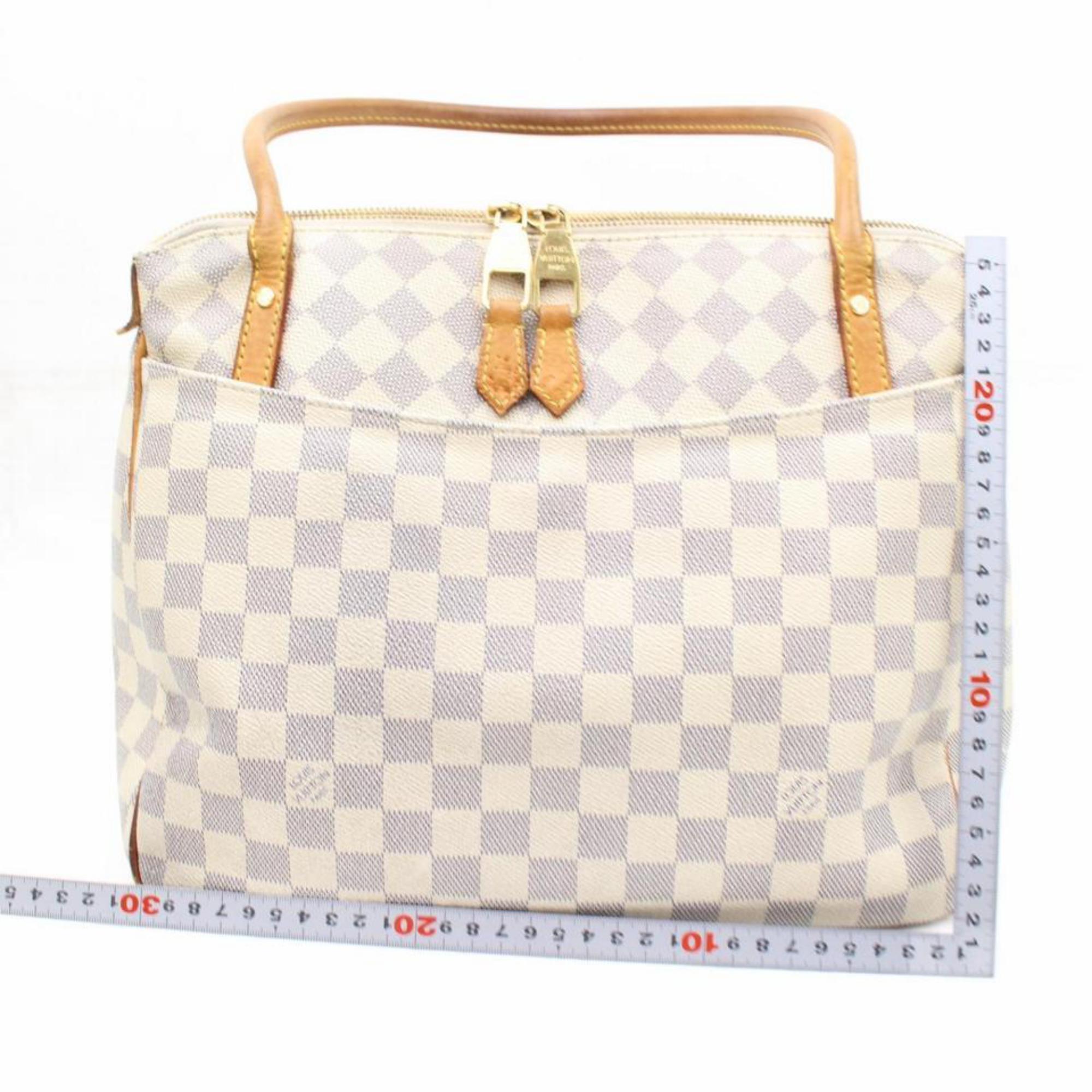 Louis Vuitton Figheri Damier Azur Pm 866456 White Coated Canvas Shoulder Bag For Sale 3