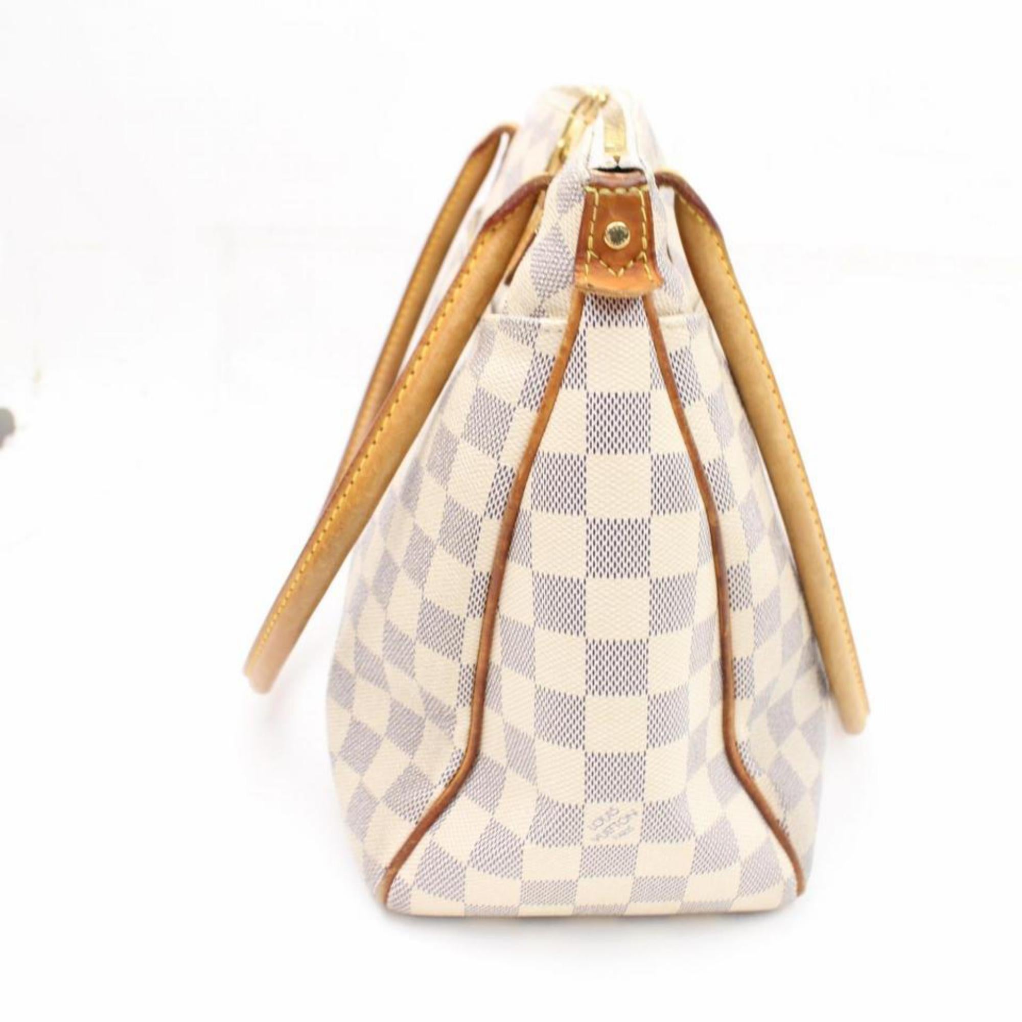 Louis Vuitton Figheri Damier Azur Pm 866456 White Coated Canvas Shoulder Bag For Sale 4