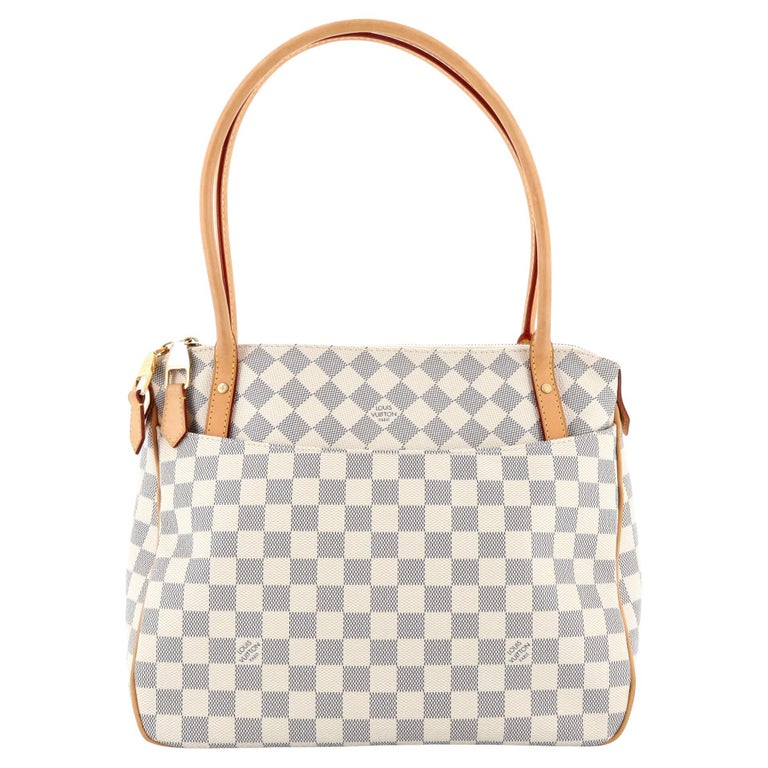 LOUIS VUITTON Totally GM White Checkered Coated Canvas Shoulder Bag Tote  Bag