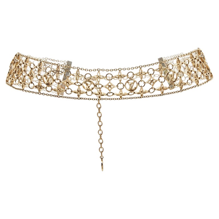 Louis Vuitton Filigram Gold Tone Necklace For Sale at 1stDibs