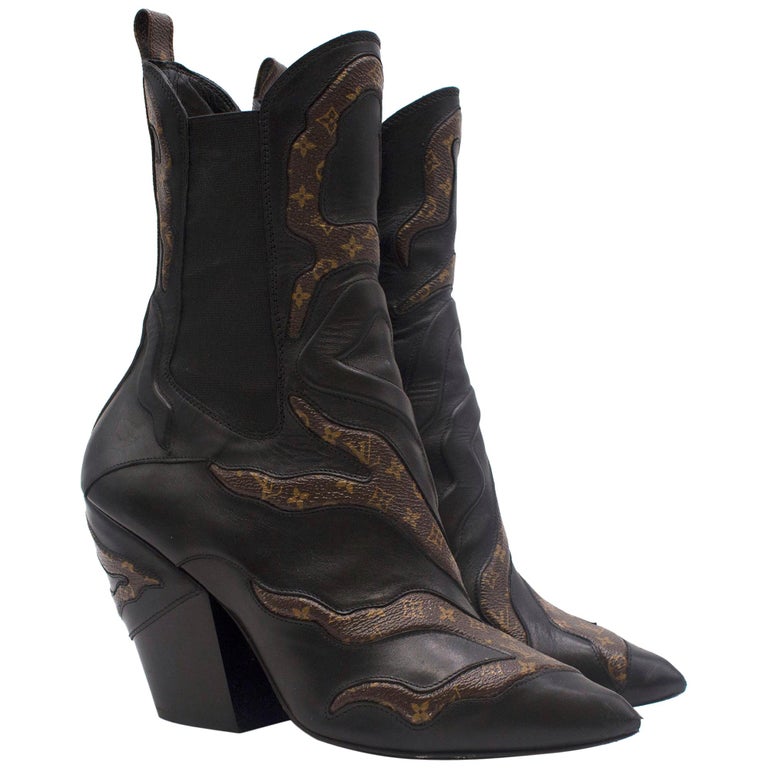 Louis Vuitton Fireball Leather Ankle Boots - Current Season 38.5 For Sale at 1stdibs