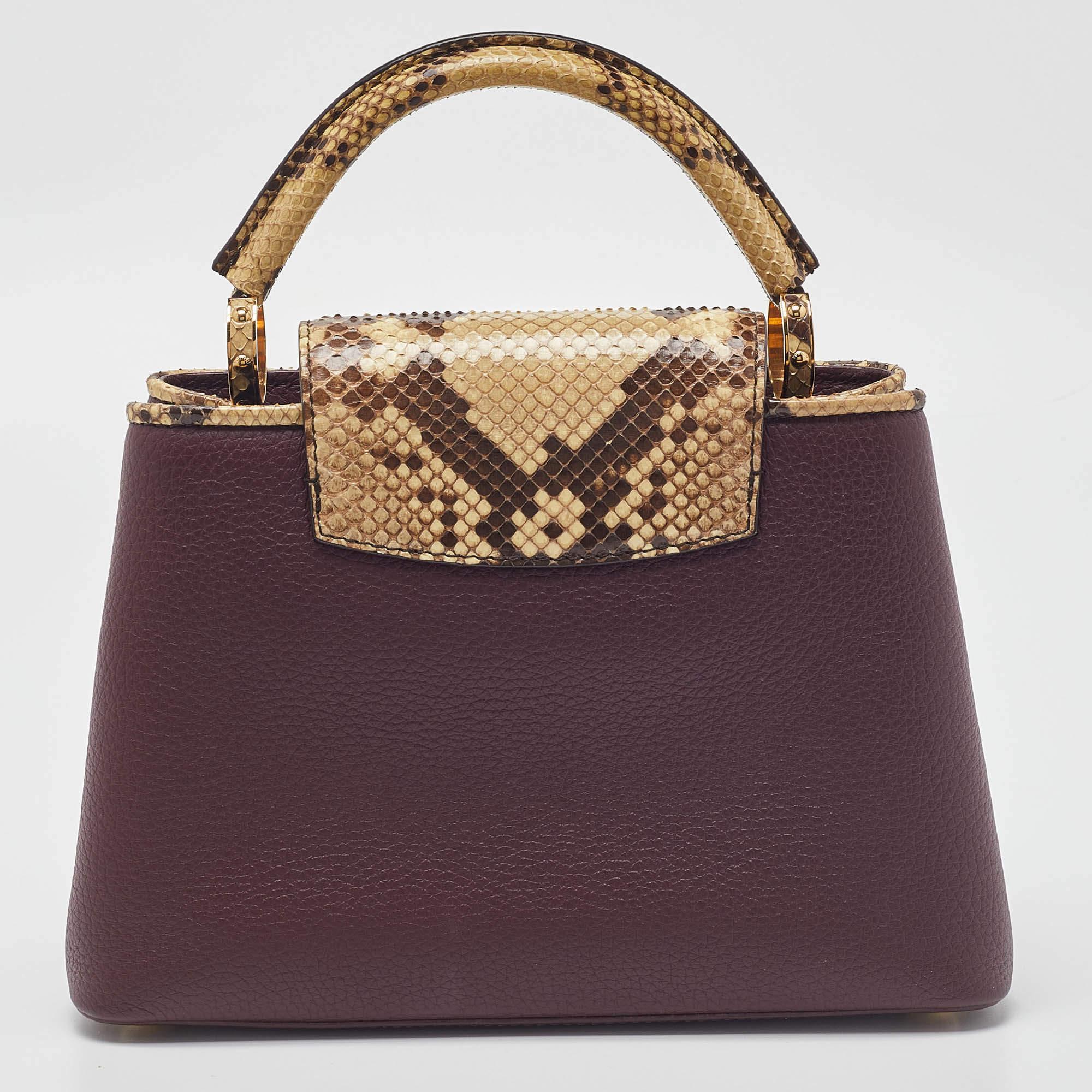 Louis Vuitton Flamme Taurillon Leather and Python Capucines BB Bag In Good Condition In Dubai, Al Qouz 2