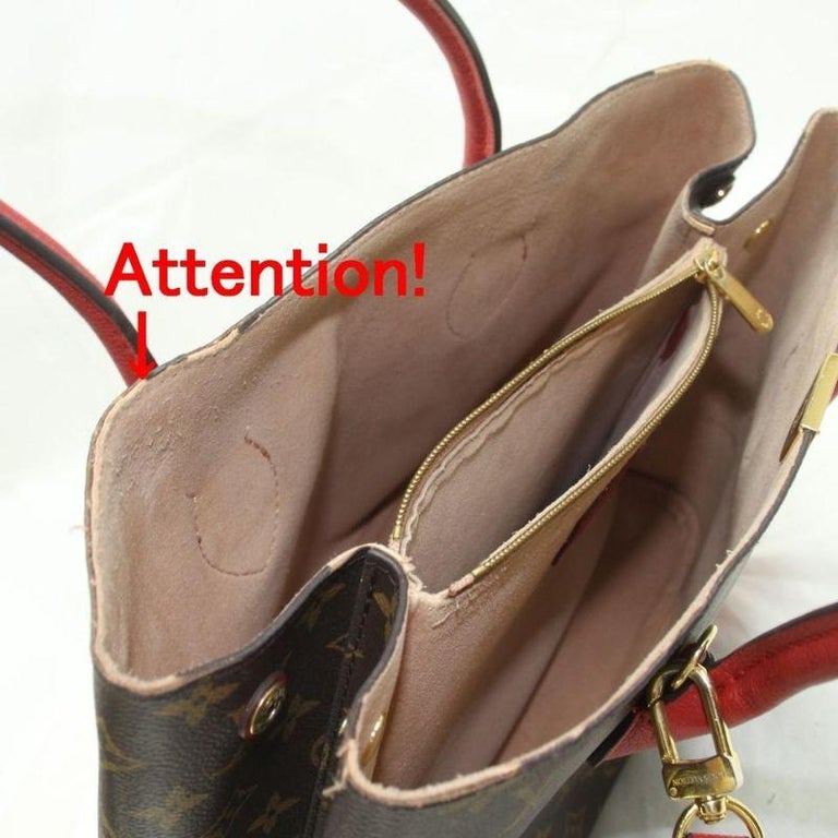 Louis Vuitton Flandrin 872340 Red Monogram 2way Brown Coated Canvas ...