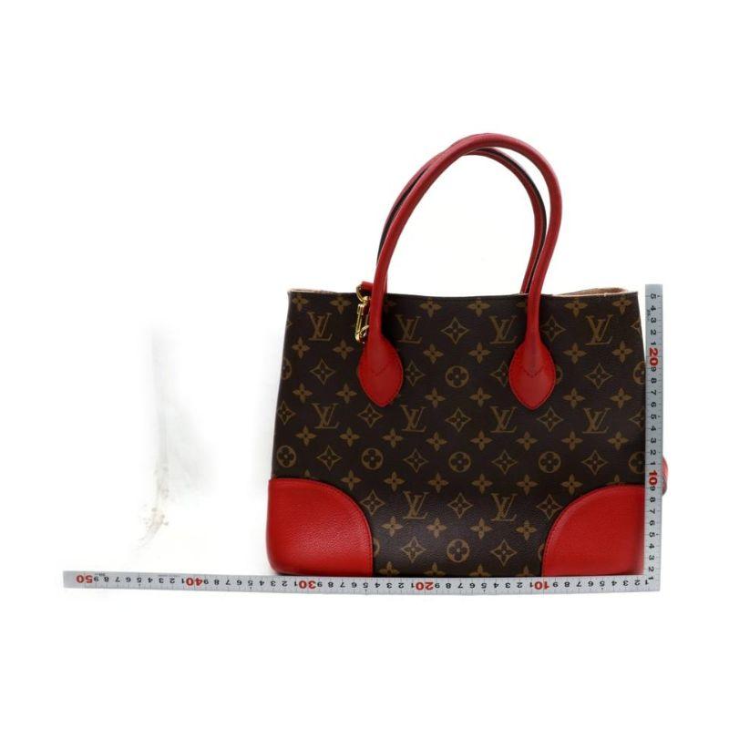 Louis Vuitton Flandrin 872340 Red Monogram 2way Brown Coated Canvas Tote 1