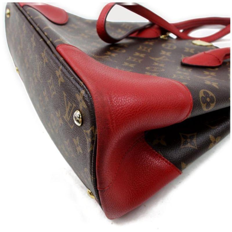Louis Vuitton Flandrin 872340 Red Monogram 2way Brown Coated Canvas Tote 3
