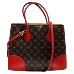 Louis Vuitton Flandrin 872340 Red Monogram 2way Brown Coated Canvas Tote