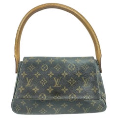 Vintage Louis Vuitton Flap Bag Looping Mini Pm 4lk0130 Brown Monogram Canvas Satchel