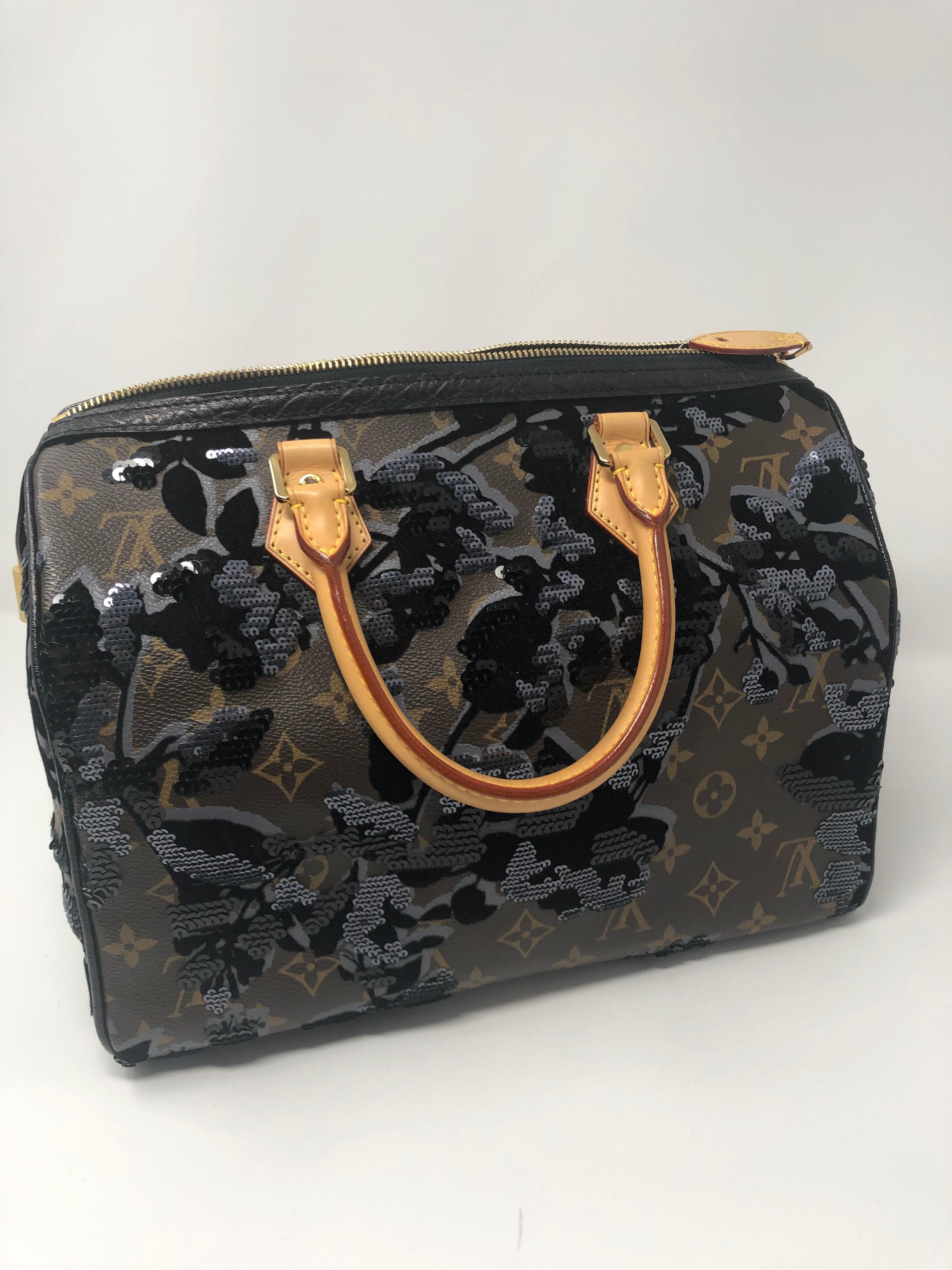 Black Louis Vuitton Fleur De Jais Sequin Speedy 30 Bag